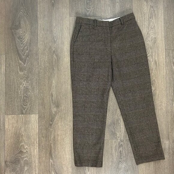 Aritzia Wilfred Gimont Pant Plaid Wool Crop Trousers Straight Leg Brown Size 2 - Picture 7 of 16